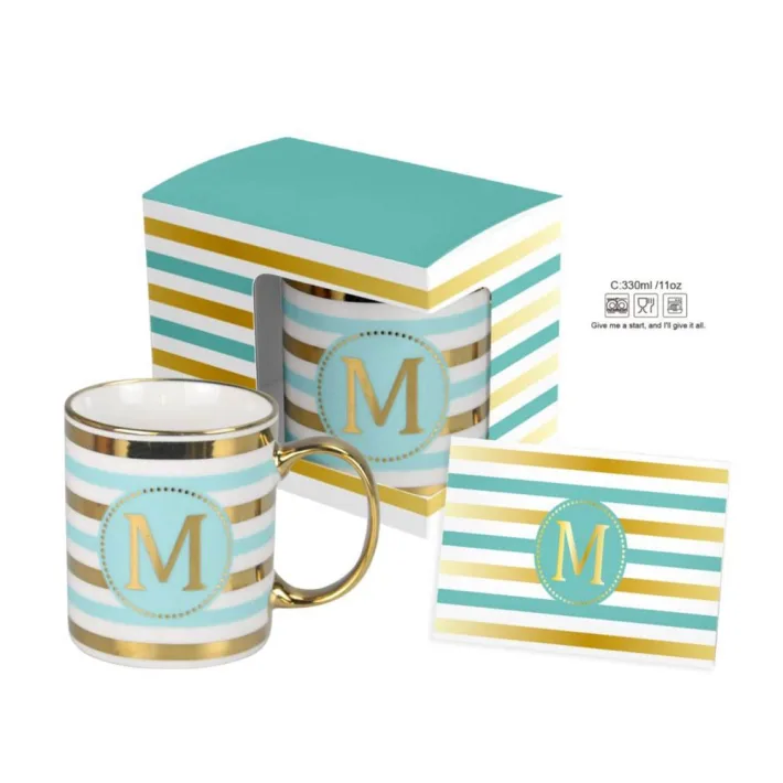 HRC003-M - Taza de Cerámica Letra M + Tarjeta de Regalo
