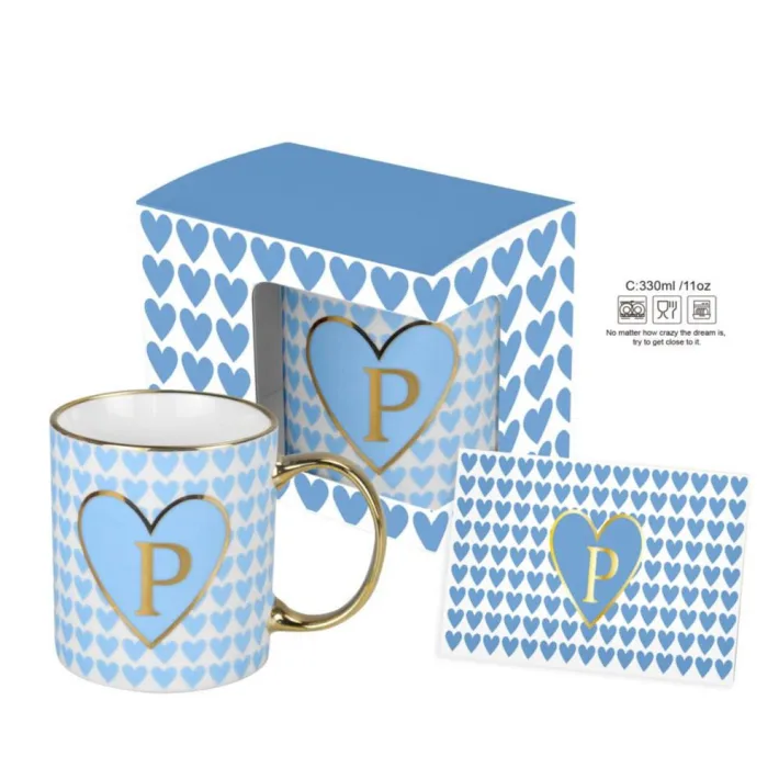 HRC003-P - Taza de Cerámica Letra P + Tarjeta de Regalo