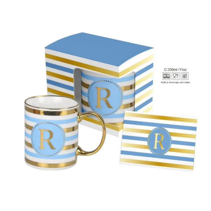 HRC003-R - Taza de Cerámica Letra R + Tarjeta de Regalo