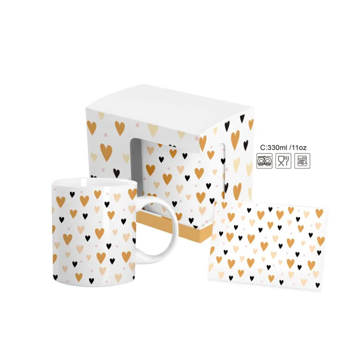 HRC006-A - Taza de Cerámica Teens Corazones + Tarjeta de Regalo
