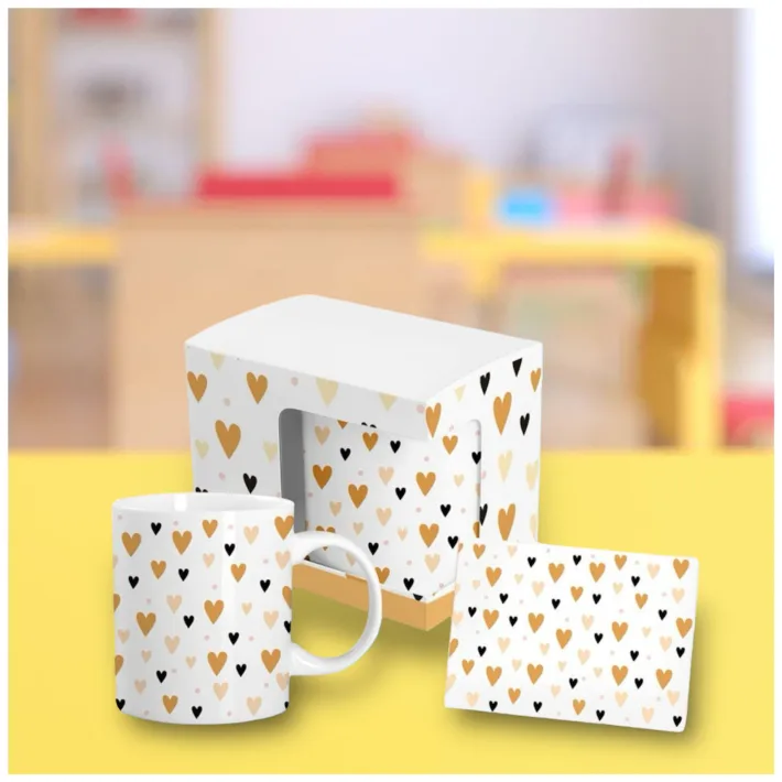 HRC006-A - Taza de Cerámica Teens Corazones + Tarjeta de Regalo