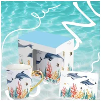 HRC008-A - Taza de Cerámica Marino World Delfín + Tarjeta de Regalo