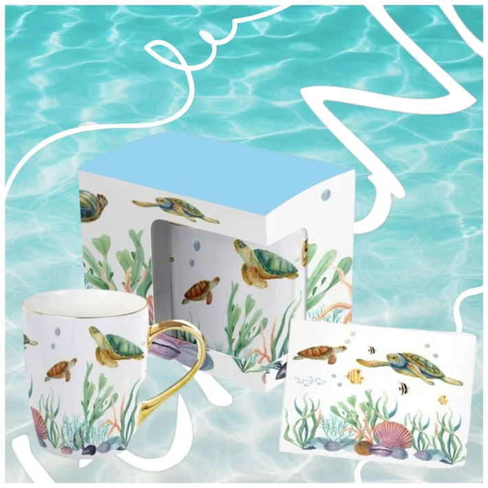 HRC008-B - Taza de Cerámica Marino World Tortuga + Tarjeta de Regalo