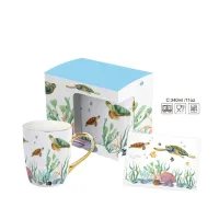 HRC008-B - Taza de Cerámica Marino World Tortuga + Tarjeta de Regalo