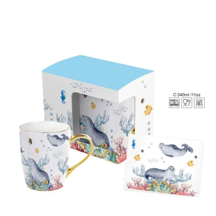 HRC008-C - Taza de Cerámica Marino World Foca + Tarjeta de Regalo