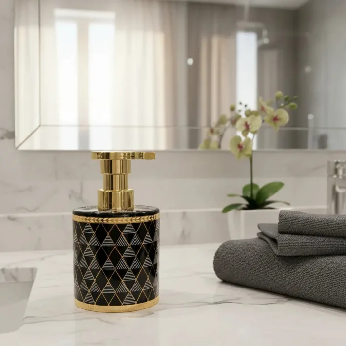Dispenser de Jabón Líquido Ceramica Línea Black Triangle