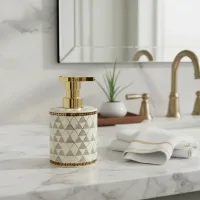 Dispenser de Jabón Líquido Ceramica Línea White Triangle