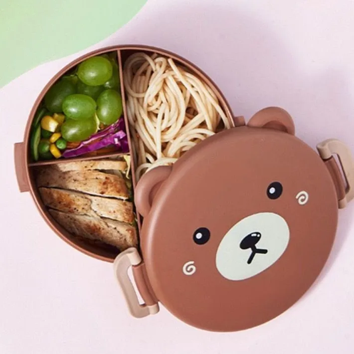 Vianda con Divisiones Cute Bear + Cubiertos