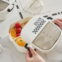 J06-6430 - Vianda Diseño Enjoy Delicate con 3 Divisiones + Cubiertos - 20.5*