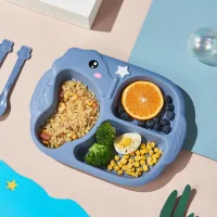 J06-6539 - Bandeja Plato con Divisiones Infantil Diseño Caballito de Mar + C