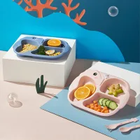 J06-6539 - Bandeja Plato con Divisiones Infantil Diseño Caballito de Mar + C