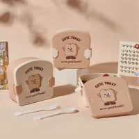 Vianda con Divisiones Cute Toast  + Cubiertos