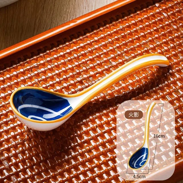 JJX1019 - Set x 4 Cucharas de Cerámica Blue Stripes Graphic Lines 16*4.5cm