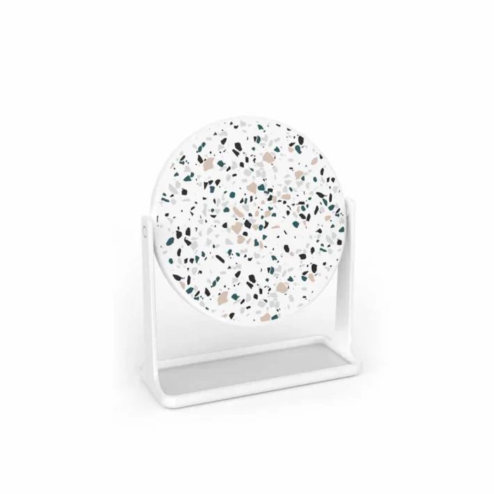 JS185394 - Espejo Circular de Baño Línea Piedras Terrazo - 15.8x6.5x19.5cm