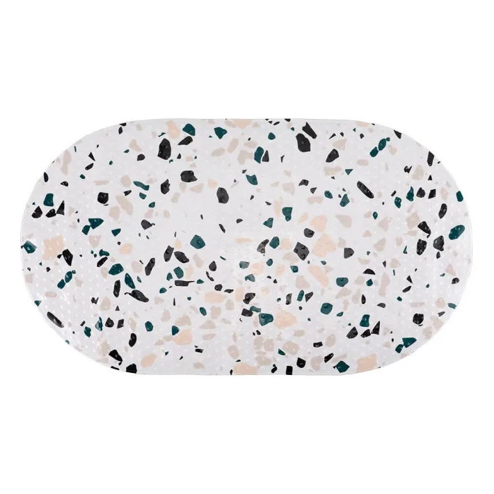 Alfombra Ovalada de Goma para Baño Línea Piedras Terrazo
