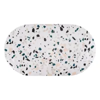Alfombra Ovalada de Goma para Baño Línea Piedras Terrazo