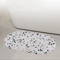 Alfombra Ovalada de Goma para Baño Línea Piedras Terrazo