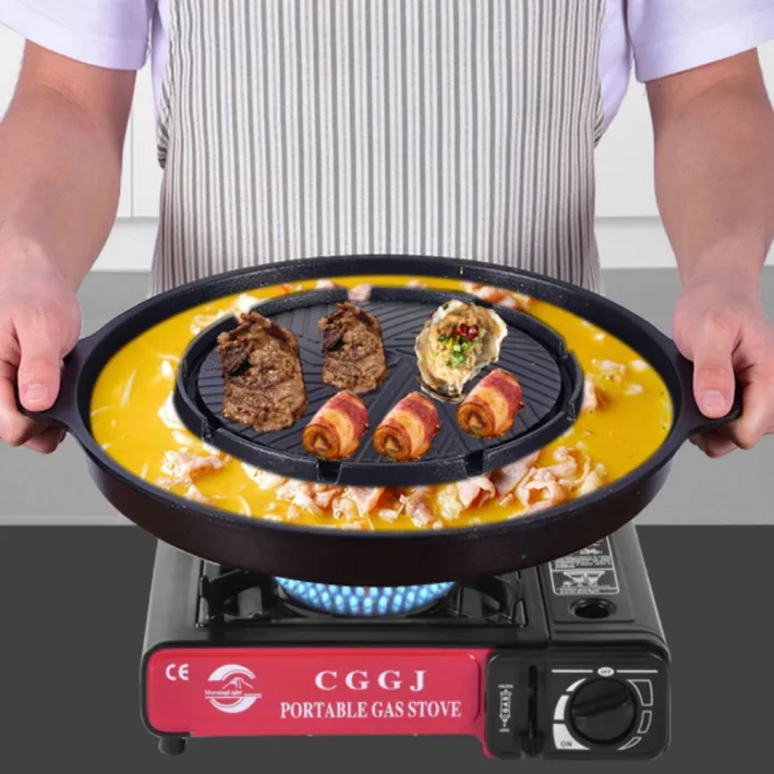 KS-380B - Plancha Estilo Coreano Doble Bandeja con Agarradero