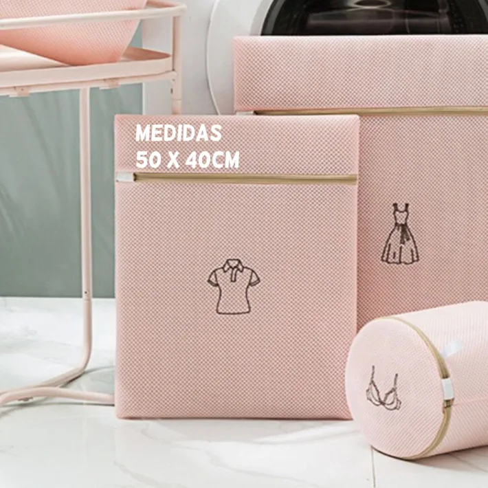 Bolsa de Lavarropas Mediana con Cierre Protectora - Rosa 50*40cm