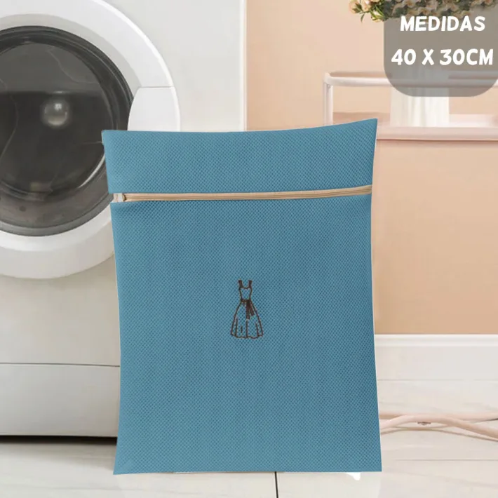 LB55213-V - Bolsa de Lavarropas Pequeña con Cierre Protectora - Azul 40*30cm