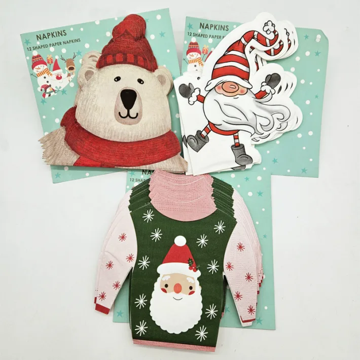 M80362 - Set x 3 paquetes Servilletas Navideñas Santa Bear Sweater