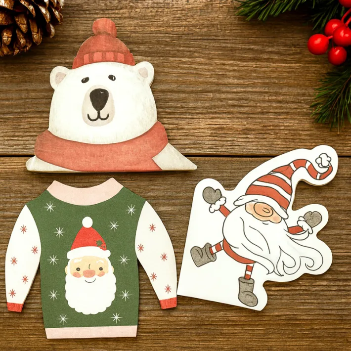 M80362 - Set x 3 paquetes Servilletas Navideñas Santa Bear Sweater