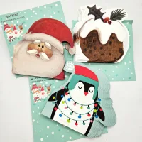 M80364 - Set x 3 paquetes Servilletas Navideñas Santa Christmas Penguin