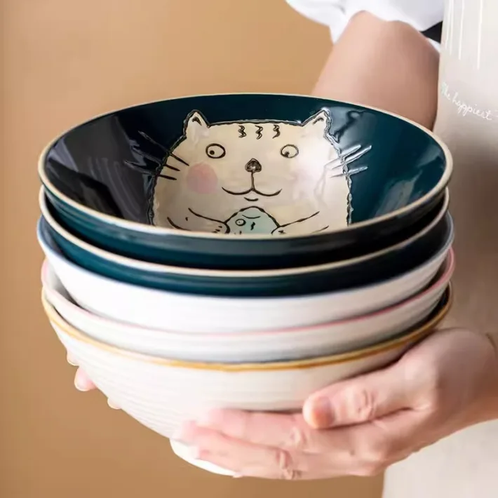 Bowl de Cerámica Animado Gato Verde 20,3*8,5cm