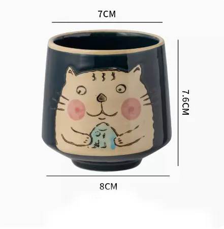 Vaso De Cerámica Animado Gato Verde 7*7,6*8cm