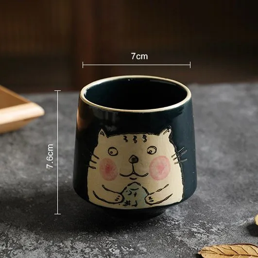 Vaso De Cerámica Animado Gato Verde 7*7,6*8cm
