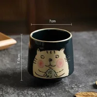 Vaso De Cerámica Animado Gato Verde 7*7,6*8cm