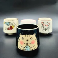Vaso De Cerámica Animado Gato Verde 7*7,6*8cm