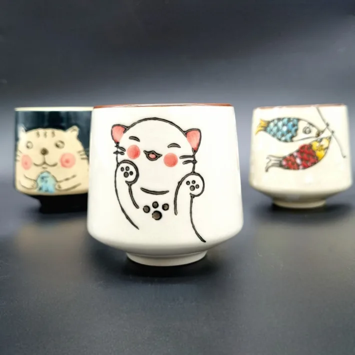 Vaso De Cerámica Animado Gato Sonrisa 7*7,6*8cm