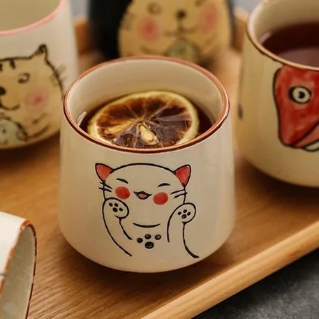 Vaso De Cerámica Animado Gato Sonrisa 7*7,6*8cm