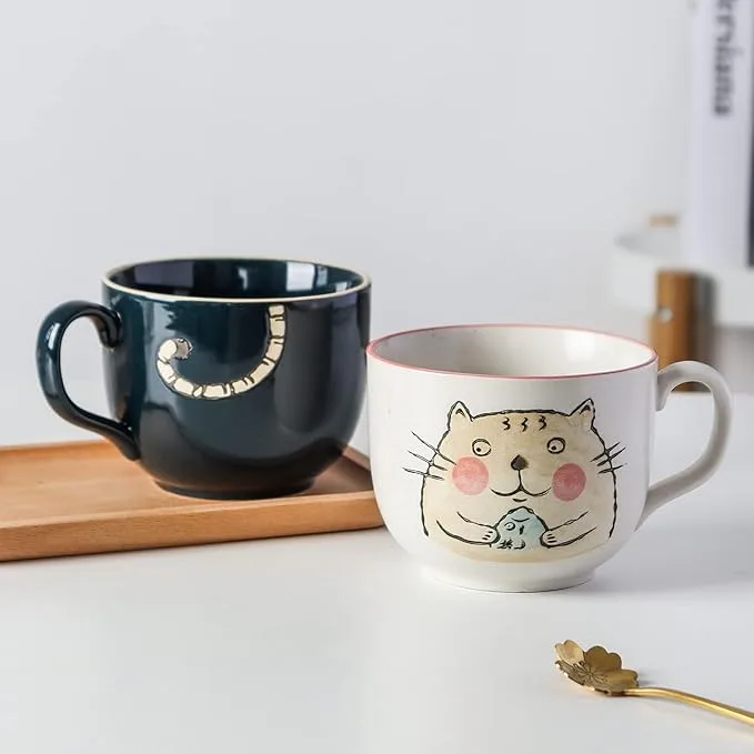 Taza De Cerámica Animado Gato Blanco 13,6*8,2cm