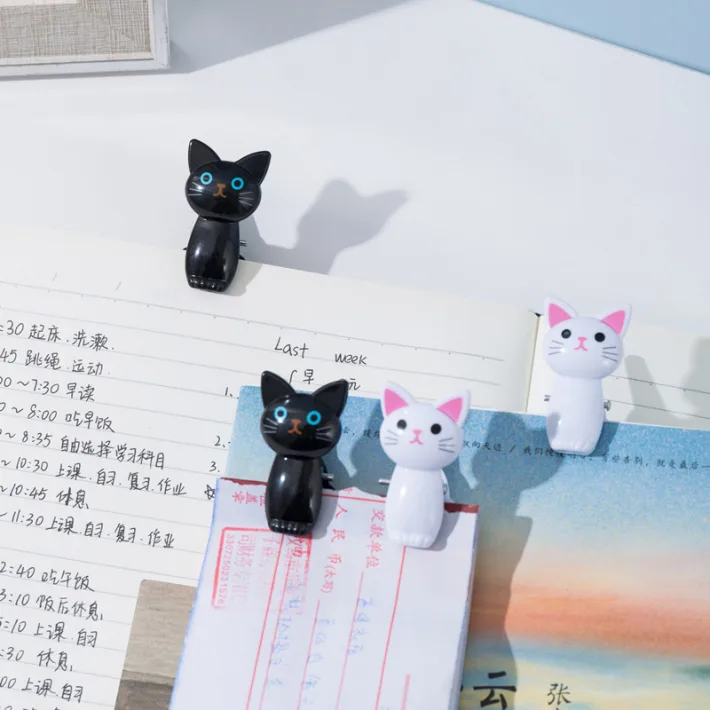 MM2118 - Set x8 Pinzas/Clips Multifuncionales Cute Cat Black & White