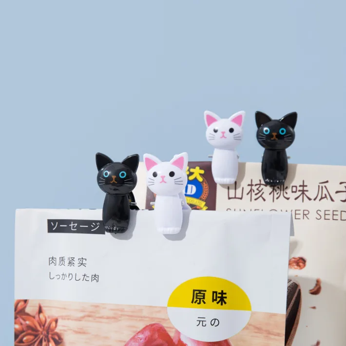 MM2118 - Set x8 Pinzas/Clips Multifuncionales Cute Cat Black & White