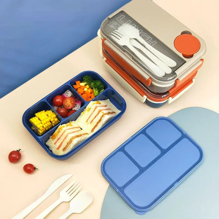 Tapers Lunch Box de Plástico con Divisiones + Cubiertos y Salsera - 1300ml
