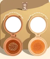 NCX174 - Mini Cepillo para Cabello Portátil + Espejito Milk Tea Bear 14*6.5c