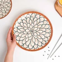 NPP001-10-B - Plato de Cerámica Playo Vintage Flor de Otoño