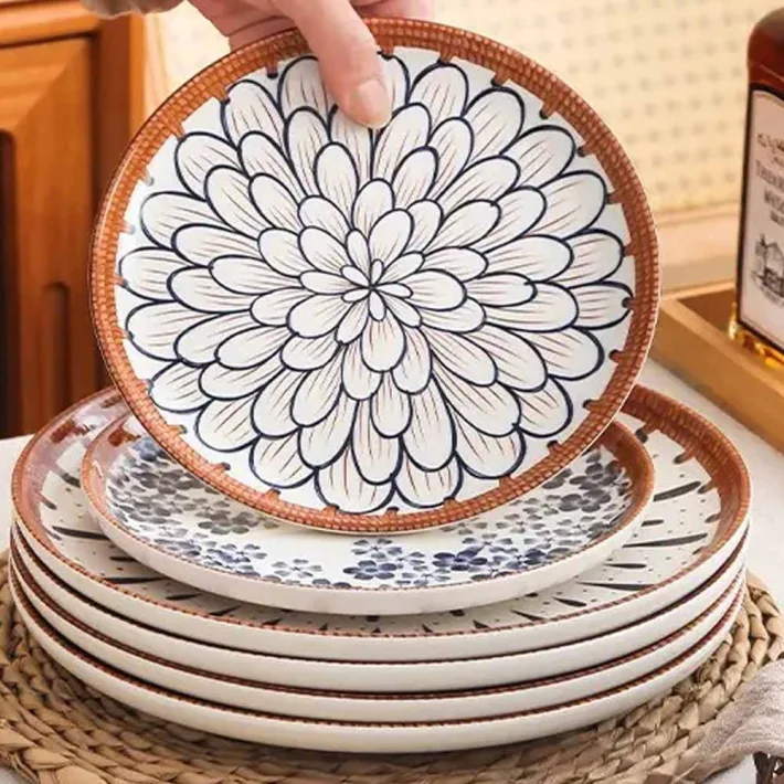 NPP001-8-B - Plato de Cerámica Playo Vintage Flor de Otoño