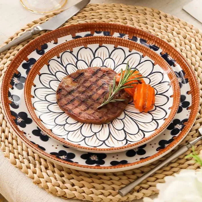 NPP001-8-B - Plato de Cerámica Playo Vintage Flor de Otoño