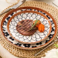 NPP001-8-B - Plato de Cerámica Playo Vintage Flor de Otoño