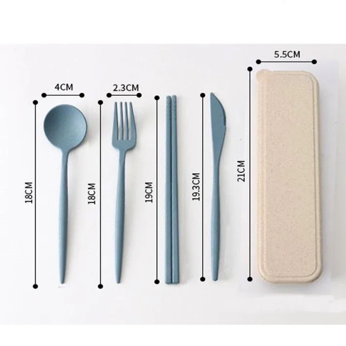 PCS2373 - Set/Estuche de Cubiertos Fibra de Trigo Eco Amusing - 4pzas