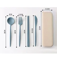 PCS2373 - Set/Estuche de Cubiertos Fibra de Trigo Eco Amusing - 4pzas