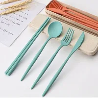 PCS2373 - Set/Estuche de Cubiertos Fibra de Trigo Eco Amusing - 4pzas