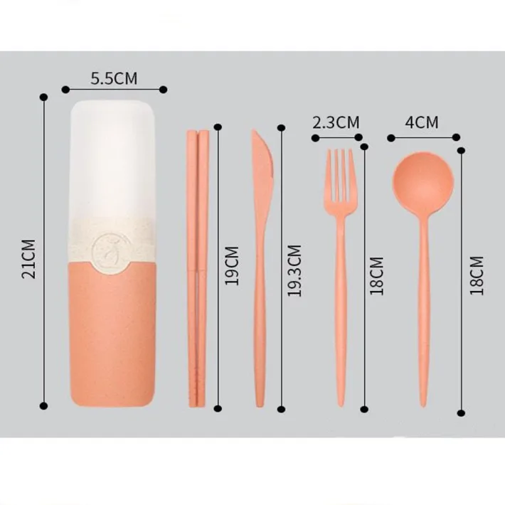 PCS2374 - Set de Cubiertos Fibra de Trigo Eco Carry - 4pzas