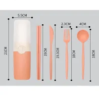 PCS2374 - Set de Cubiertos Fibra de Trigo Eco Carry - 4pzas