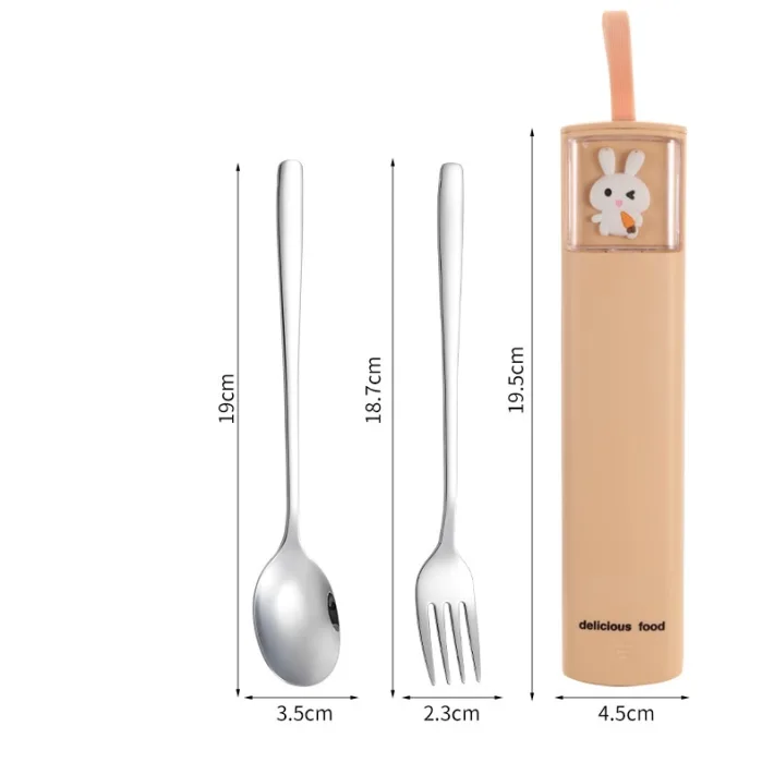 S24313 - Set de Cubiertos Acero Inoxidable Cuchara + Tenedor Cute Animals