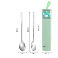 S24313 - Set de Cubiertos Acero Inoxidable Cuchara + Tenedor Cute Animals